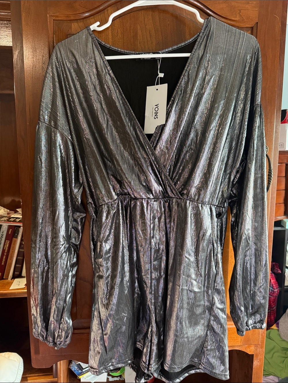 Metallic Silver Wrap Jacket